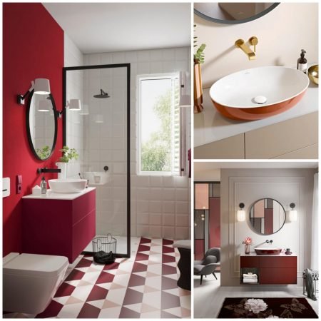 El color rojo en el baño: looks llamativos con los tonos Rust, Bordeaux y Peony de Villeroy & Boch.