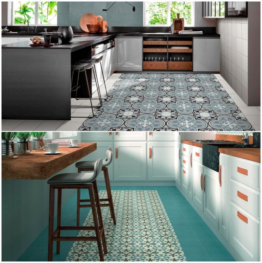 Cómo integrar azulejos hidráulicos en la cocina con decoración de estilo retro.