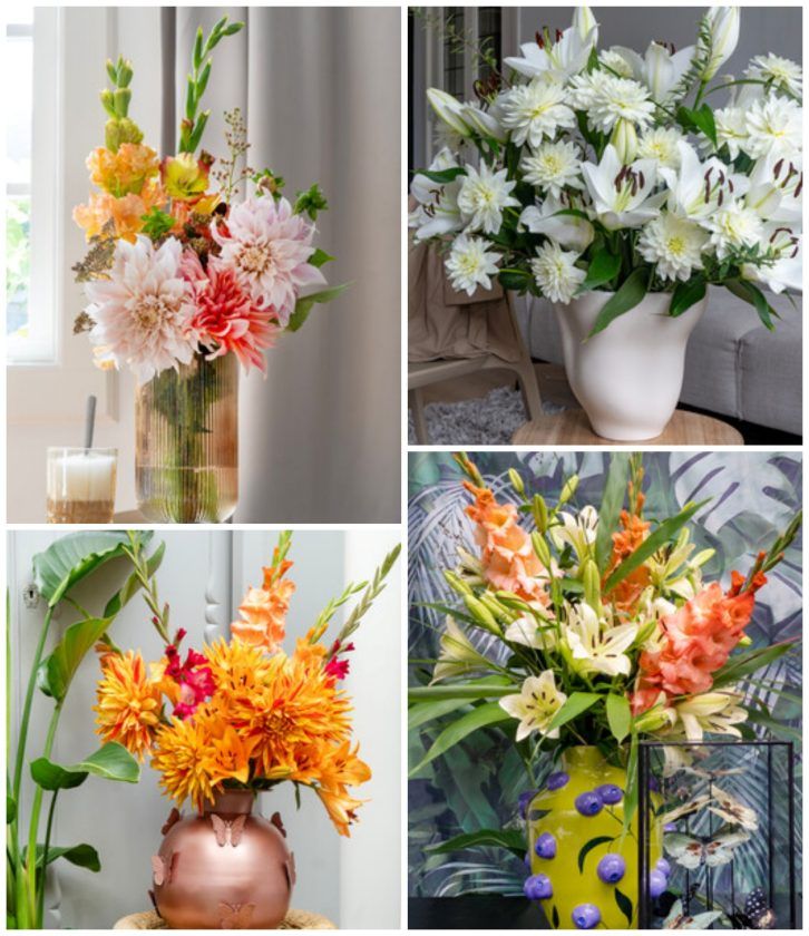 La moda de los ramos rebosantes de flores.