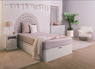 dormitorio con colores claros