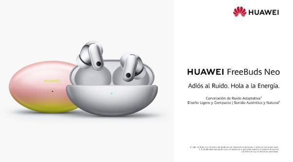 HUAWEI FreeBuds Neo, diseño elegante, cancelación de ruido y sonido envolvente.